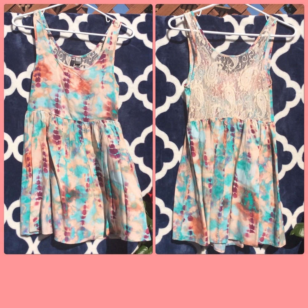 Tie Dye Summer Dress With Lace Back Detail